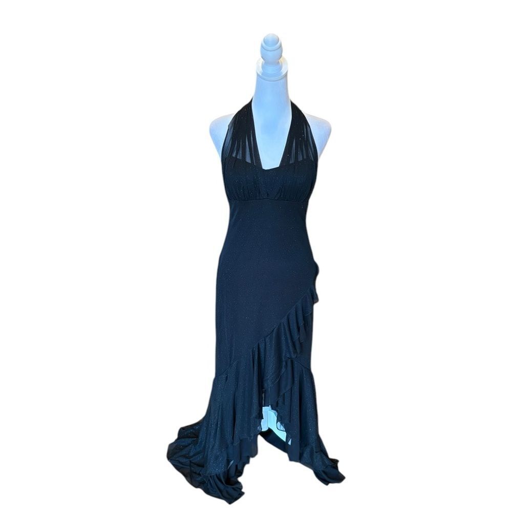 City Triangles Vintage Prom Dress Evening Gown Black Sparkly Mesh Womens Medium